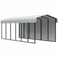 Arrow Storage Products Galvanized Steel Carport, W/ 1-Sided Enclosure, Compact Car Metal Carport Kit, 10'x29'x9', Eggshell CPH102909ECL1